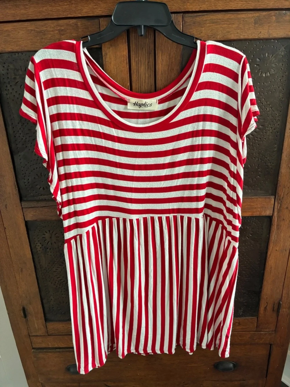 Haptics Red & White Striped Short Sleeve Tee - Picture 1 of 4